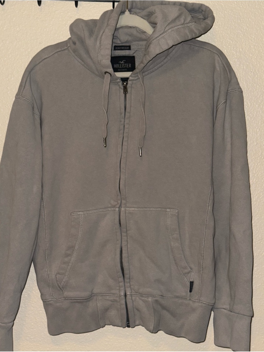 Hollister Men's Light Gray/tan Zip-Up Hoodie